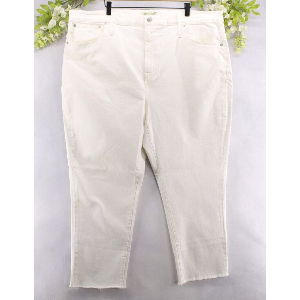 Madewell NWT The High Rise Slim Crop Boyjean Denim Off White 36W Coastal